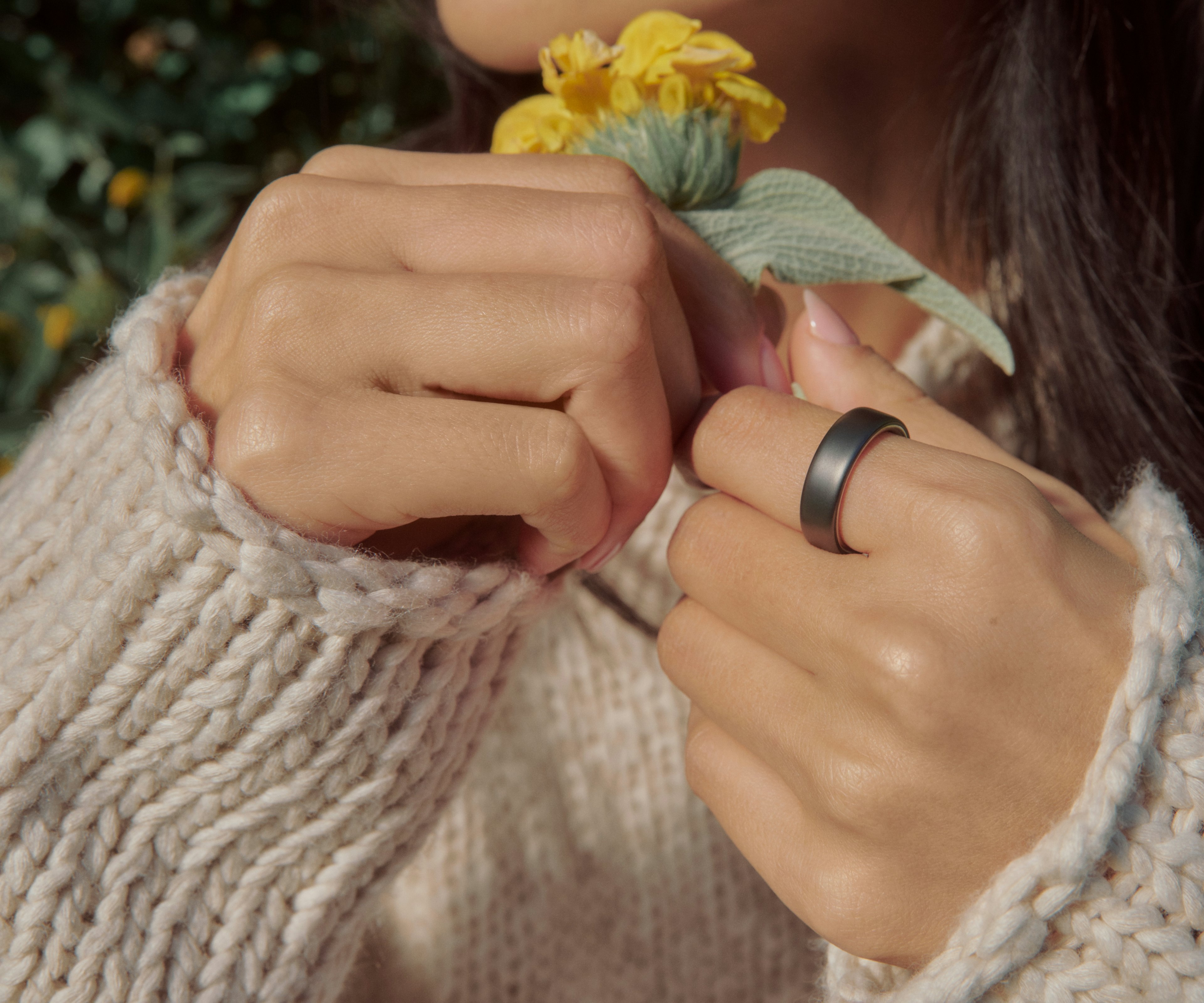 Умное кольцо Oura Ring 5, Матовый чёрный, размер 10 — Титан. Более тонкий корпус.